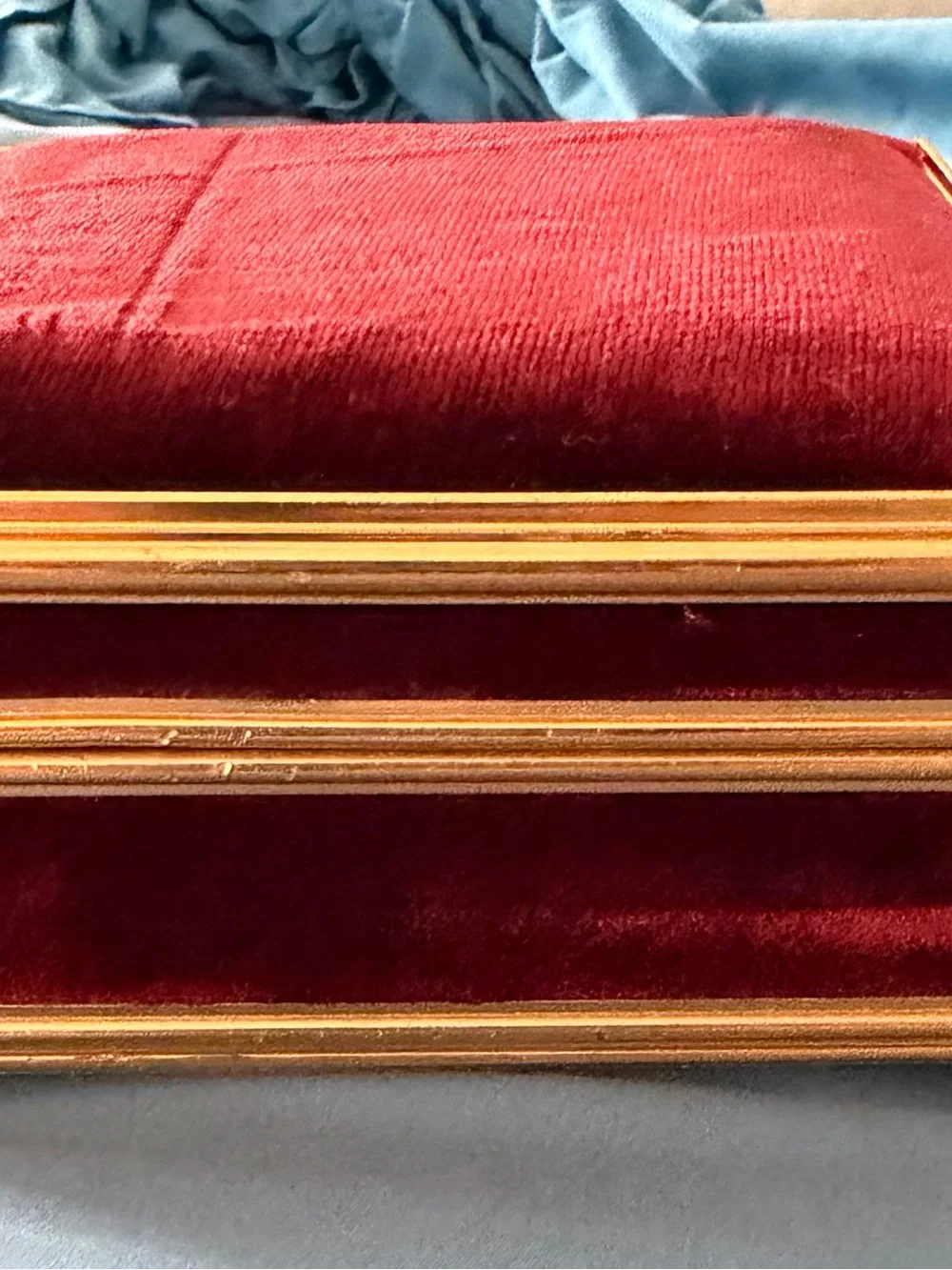Vintage Centurion Red Velvet & Gold Trim Musical Jewelry Box